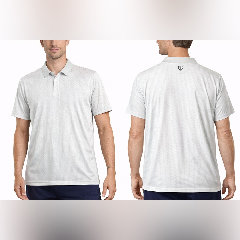 Graham Luxe Golf Polo Shirt Mens 2XL White Light Grey Stretch Performance